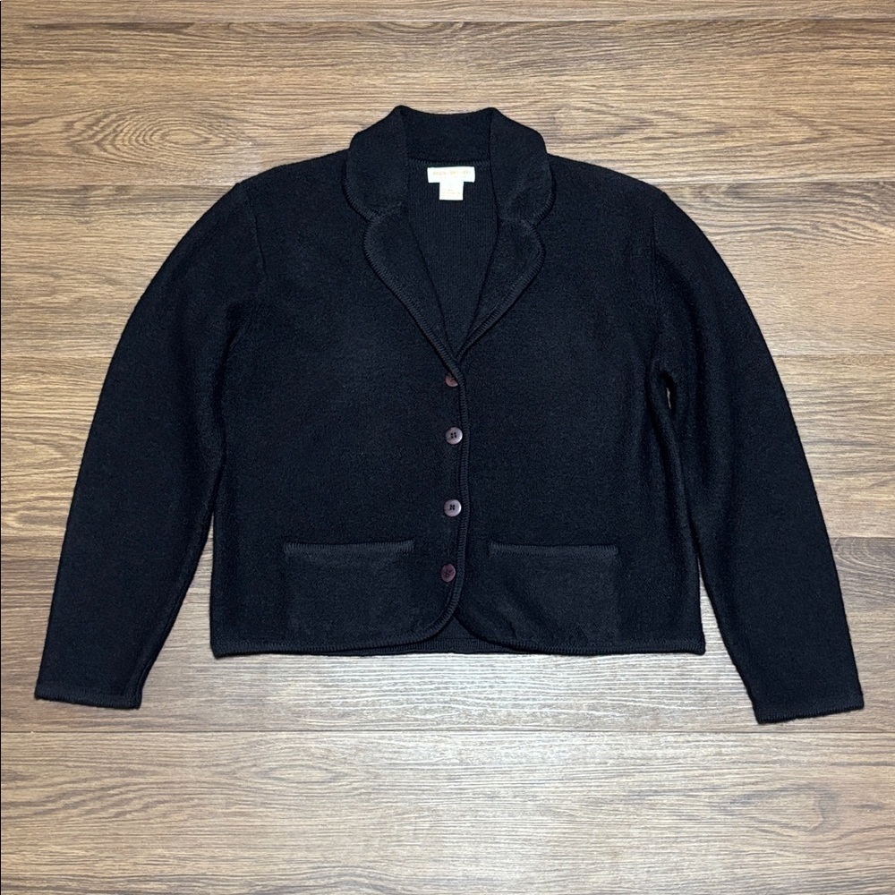 Brooks Brothers 100% Wool Charcoal Knit Button Cardigan Sweater L